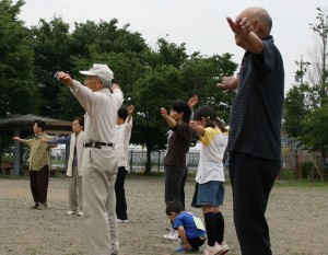 ラジオ体操の様子